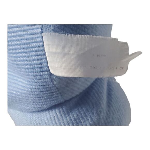 SKM Bunny Rabbit Plush Sitting White Furry Blue Overalls Spring Easter Vintage - Picture 8 of 11